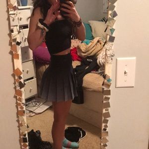 Navy and white pleated skirt